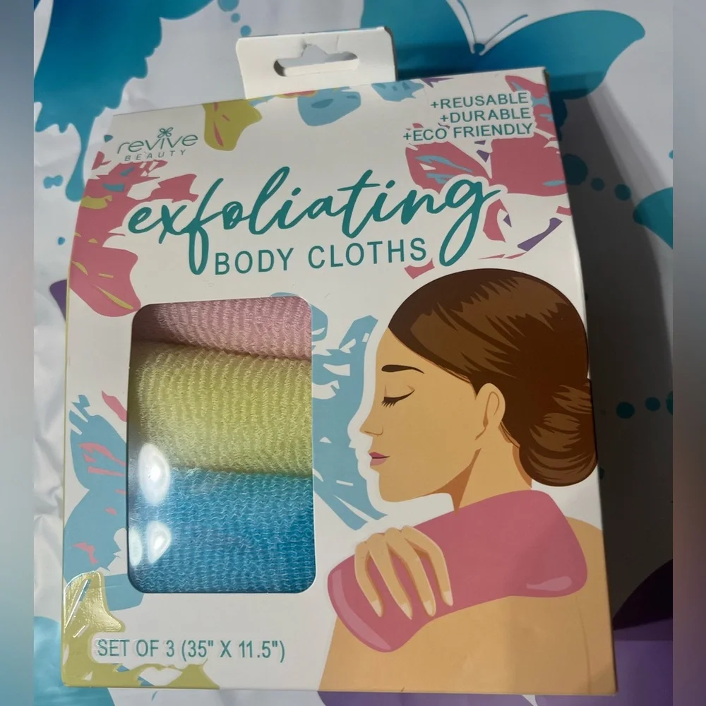 3 Packaged Exfoliating Reusable Body Cloths, NWT
